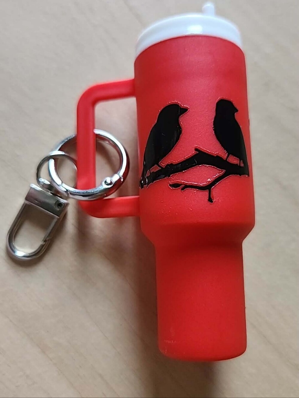 HANDMADE Crows "Attempted Murder" Silhouette Tumbler Keychain Bag Charm NIP